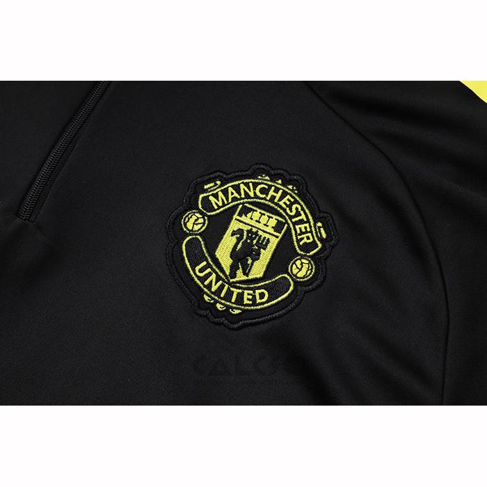 Tuta da Track di Felpa Manchester United Bambino 2025-2026 Nero Giallo